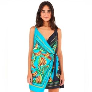 Farm Rio Vibrant Wrap Dress with Banana Print NWT